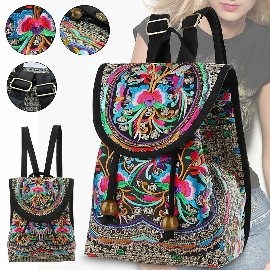 [Ethnic Style Daypack] GUDAOBELL Vintage Embroidered Women's Backpack | Ethnic Style Travel Daypack Tote Shoulder Bag NovaCart