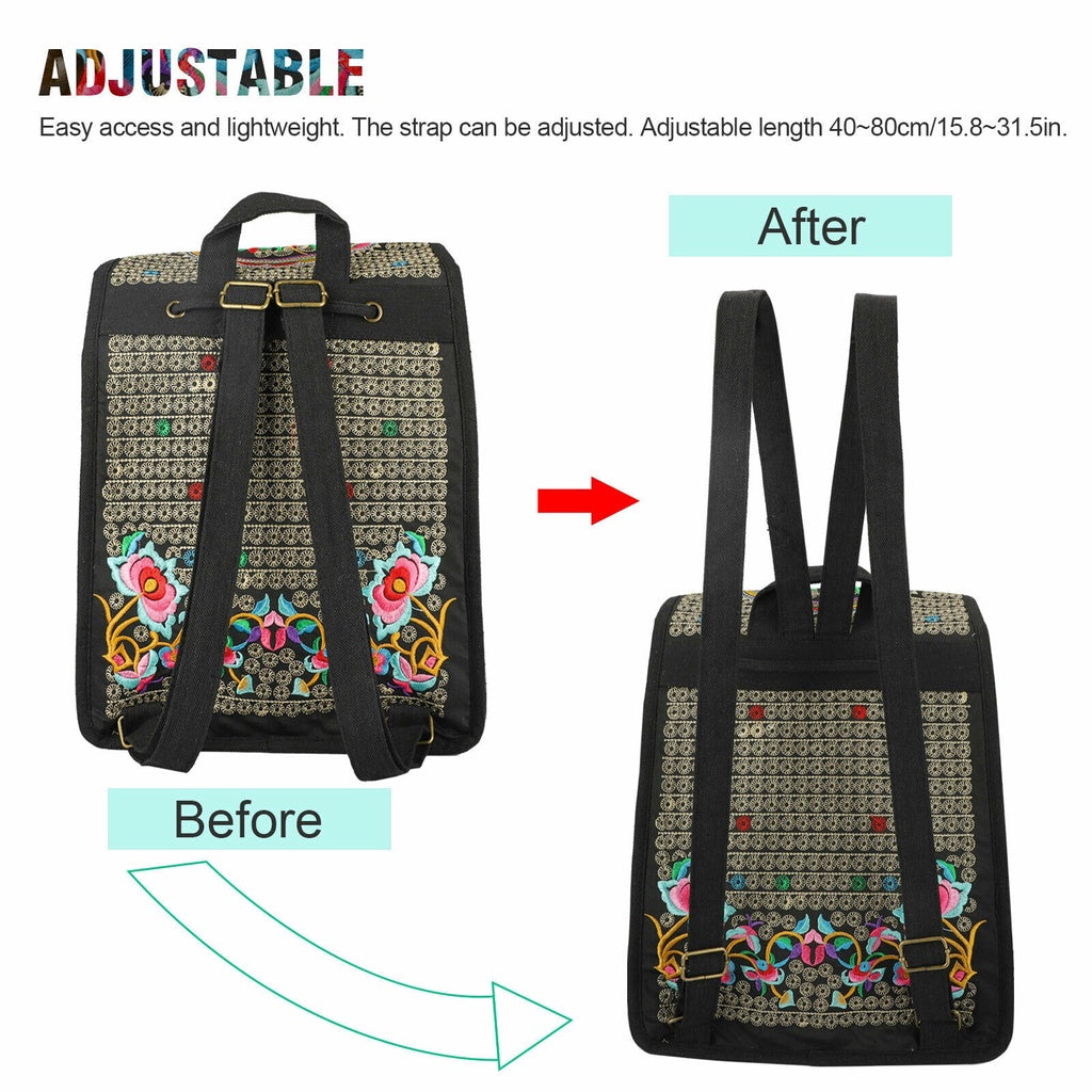 [Ethnic Style Daypack] GUDAOBELL Vintage Embroidered Women's Backpack | Ethnic Style Travel Daypack Tote Shoulder Bag NovaCart
