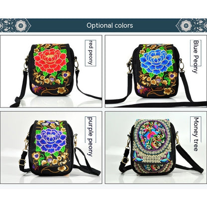Women's Embroidered Crossbody Bag, Mini Shoulder Bag, Portable Double-Layer Wallet, Phone Pouch NovaCart