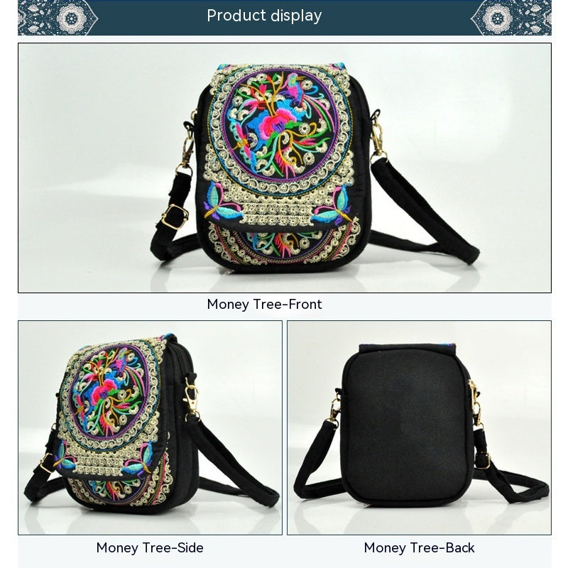 Women's Embroidered Crossbody Bag, Mini Shoulder Bag, Portable Double-Layer Wallet, Phone Pouch NovaCart