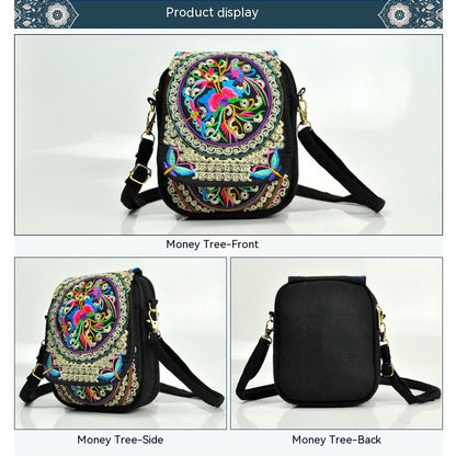 Women's Embroidered Crossbody Bag, Mini Shoulder Bag, Portable Double-Layer Wallet, Phone Pouch NovaCart