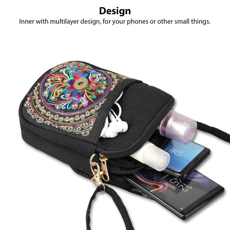 Women's Embroidered Crossbody Bag, Mini Shoulder Bag, Portable Double-Layer Wallet, Phone Pouch NovaCart
