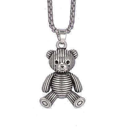 Little Bear Titanium 201 Stainless Steel Necklace Hip-Hop Rabbit Pendant Men's Minimalist Versatile Long Sweater Chain Accessory 27.56inch NovaCart