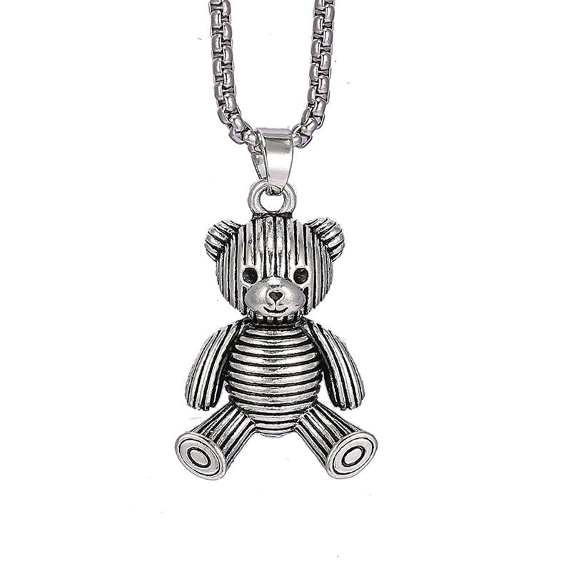 Little Bear Titanium 201 Stainless Steel Necklace Hip-Hop Rabbit Pendant Men's Minimalist Versatile Long Sweater Chain Accessory 27.56inch NovaCart