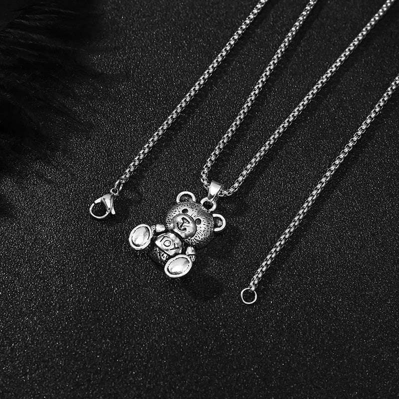 Little Bear Titanium 201 Stainless Steel Necklace Hip-Hop Rabbit Pendant Men's Minimalist Versatile Long Sweater Chain Accessory 27.56inch NovaCart