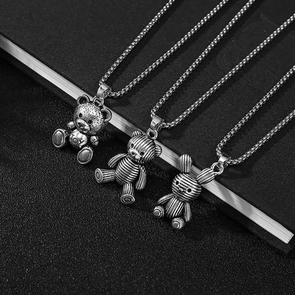 Little Bear Titanium 201 Stainless Steel Necklace Hip-Hop Rabbit Pendant Men's Minimalist Versatile Long Sweater Chain Accessory 27.56inch NovaCart