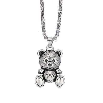 Little Bear Titanium 201 Stainless Steel Necklace Hip-Hop Rabbit Pendant Men's Minimalist Versatile Long Sweater Chain Accessory 27.56inch NovaCart