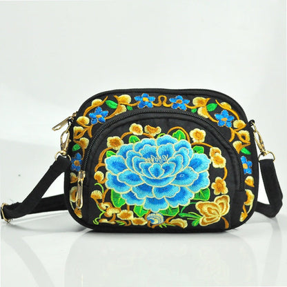 Vibrant Floral Embroidered Crossbody Bag for Women