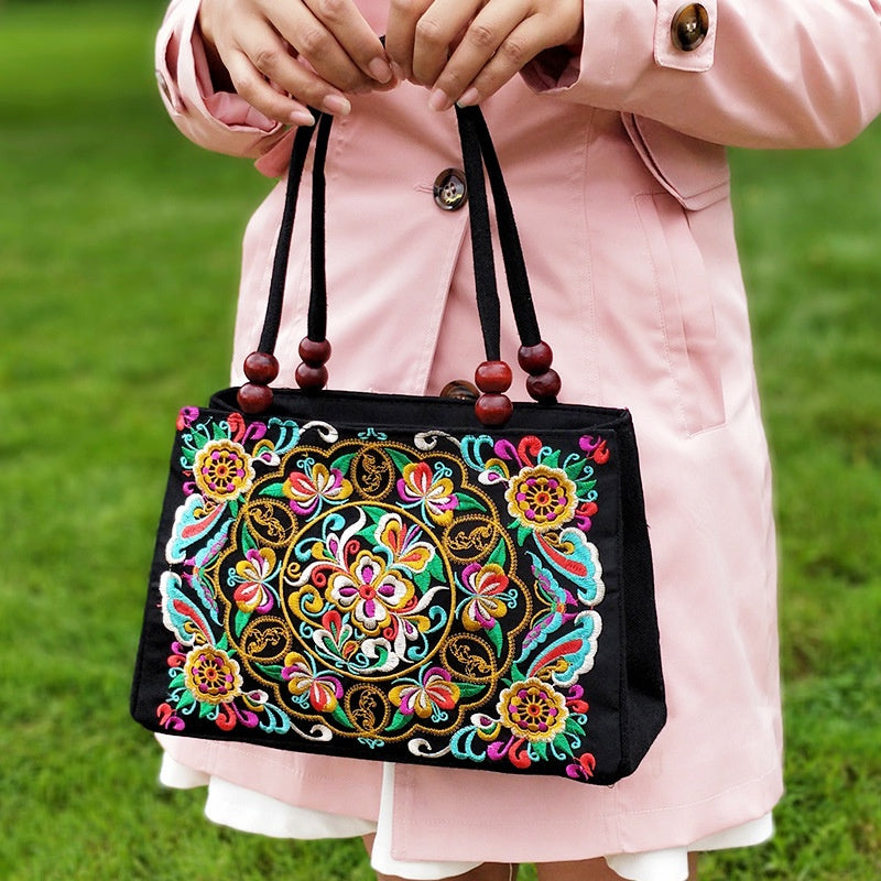 Embroidered Handbag, Double Zipper Bag, Women's Printed Handbag NovaCart