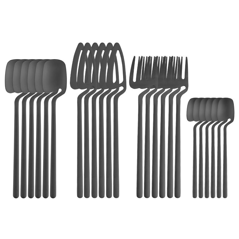 16pcs/24pcs Cutlery Set - Reusable Stainless Steel Dinnerware Set With Long Handle - Tableware Eating Utensils Set - Kitchen Supplies - For Family & Friends - Perfect for Everyday Use & Picnics NovaCart