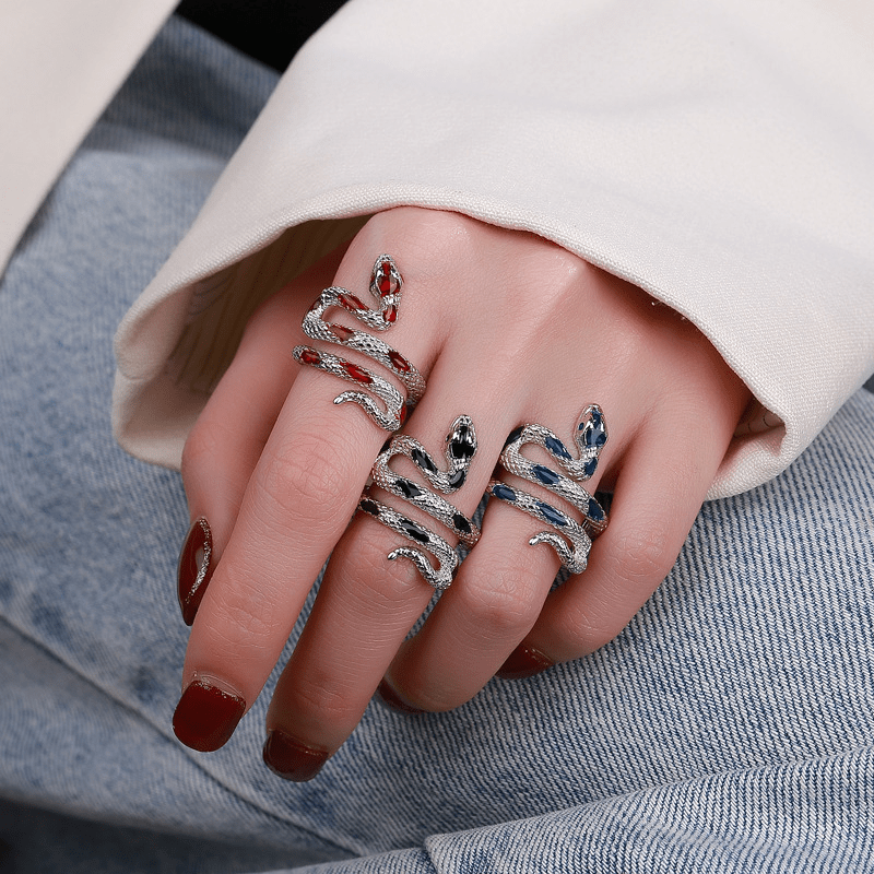 Exquisite Snake Personality Ring Silver Plated Jewelry For Women Hand Accessories NovaCart