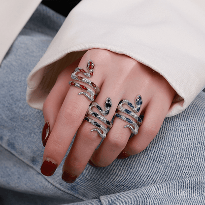Exquisite Snake Personality Ring Silver Plated Jewelry For Women Hand Accessories NovaCart