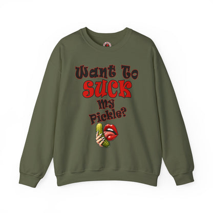 Want To Suck My Pickle Crewneck Sweatshirt The Devil's Pickle