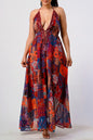 Bohemian print sequin lace trim maxi dress See size chart under “more details” The Fashion Celestial