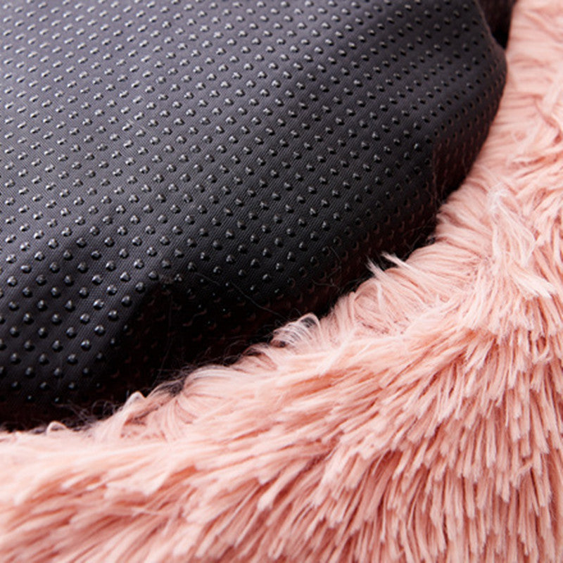 2 in 1 Round Warm Pet Bed House Polyester Cat Bed, Long Plush, Winter, with Sleeping Bag Sofa Cushion for Cat NovaCart