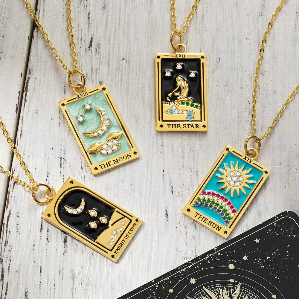 Tarot Card Pendant Necklace LUNAR VINES