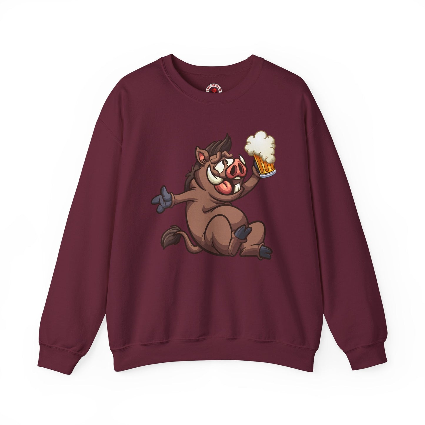 Beer Drinking Boar Crewneck Sweatshirt The Devil's Pickle