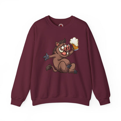 Beer Drinking Boar Crewneck Sweatshirt The Devil's Pickle