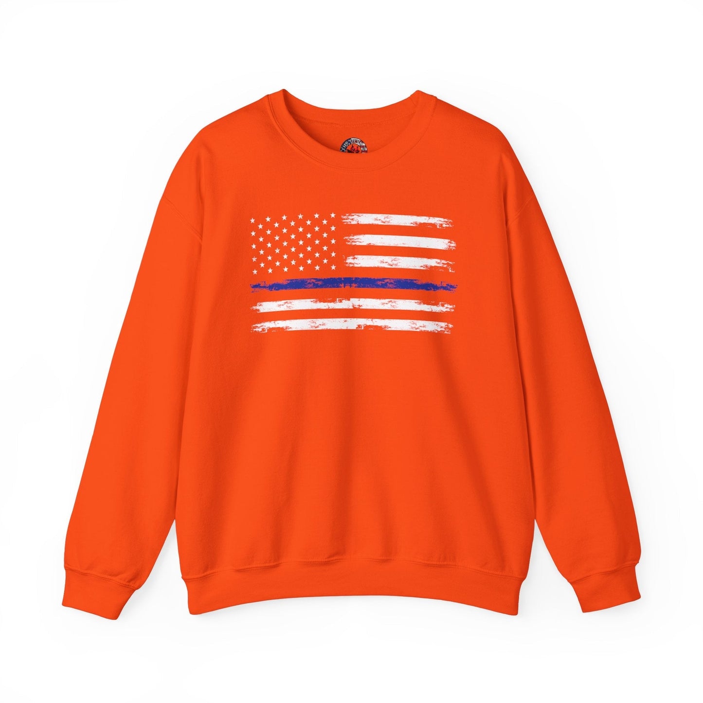 Thin Blue Line American Flag Crewneck Sweatshirt The Devil's Pickle