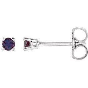 14K White 2.5 mm Lab-Grown Alexandrite Earrings Ethereal Legacy Boutiques