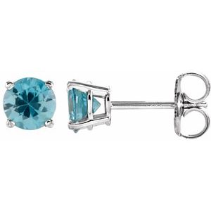 Sterling Silver 6 mm Natural Blue Zircon Earrings Ethereal Legacy Boutiques
