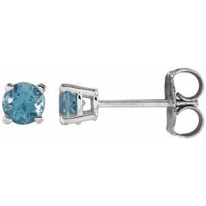14K White 4 mm Natural Swiss Blue Topaz Earrings Ethereal Legacy Boutiques