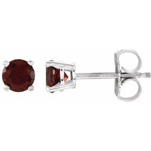 14K White 4 mm Natural Mozambique Garnet Earrings Ethereal Legacy Boutiques
