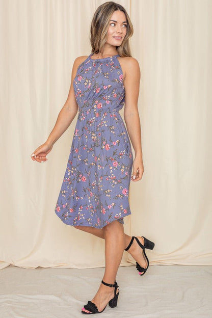 Floral Halter Top Midi Dress See size chart under “more details” The Fashion Celestial