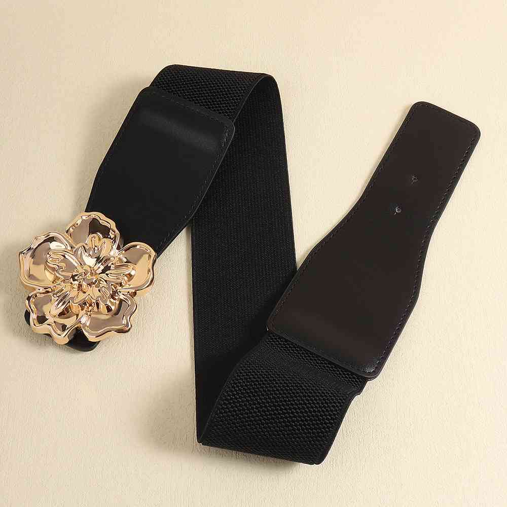 Flower Elegance Alloy Buckle Elastic Belt – Stylish Floral Design See size chart under “more details” The Fashion Celestial