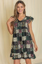 Mix Print Flutter Sleeve Mini Dress See size chart under “more details” The Fashion Celestial