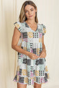 Mix Print Flutter Sleeve Mini Dress See size chart under “more details” The Fashion Celestial