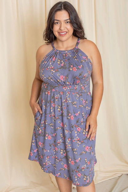 Plus Floral Halter Top Midi Dress See size chart under “more details” The Fashion Celestial