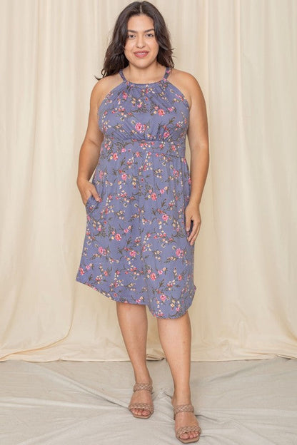 Plus Floral Halter Top Midi Dress See size chart under “more details” The Fashion Celestial