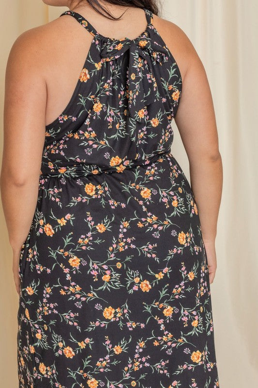 Plus Floral Halter Top Midi Dress See size chart under “more details” The Fashion Celestial