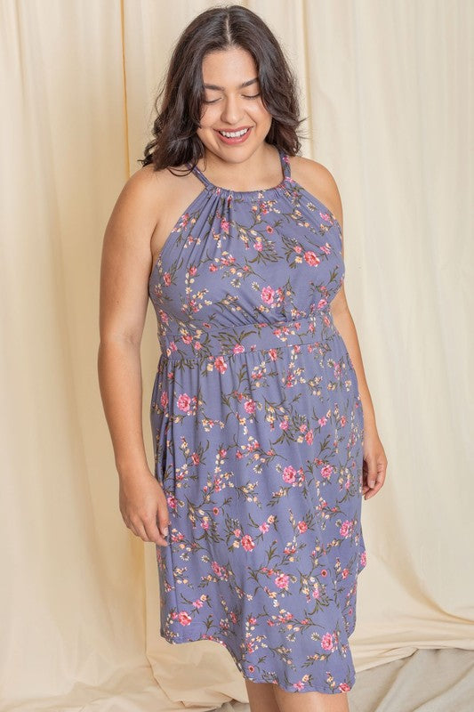 Plus Floral Halter Top Midi Dress See size chart under “more details” The Fashion Celestial