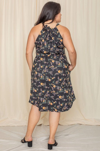 Plus Floral Halter Top Midi Dress See size chart under “more details” The Fashion Celestial