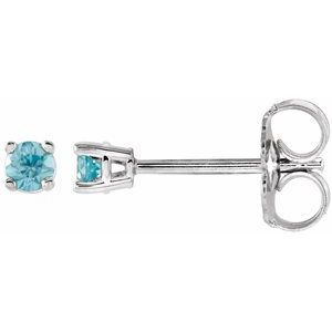 14K White 2.5 mm Natural Blue Zircon Earrings Ethereal Legacy Boutiques
