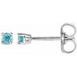 14K White 2.5 mm Natural Blue Zircon Earrings Ethereal Legacy Boutiques