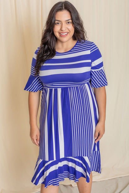 Plus Mix Stripe Ruffle Midi Dress See size chart under “more details” The Fashion Celestial