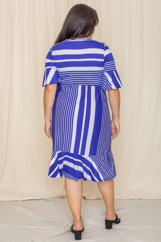 Plus Mix Stripe Ruffle Midi Dress See size chart under “more details” The Fashion Celestial