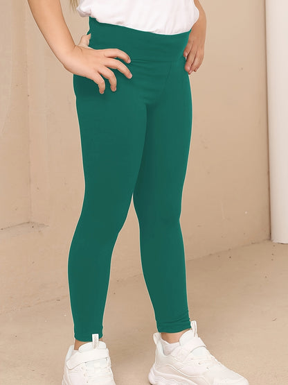 Girls' Super Soft High-Stretch Leggings - Solid Black Tight Pants with Elastic Waistband, All-Season Stretchy Leggings for Girls, Everyday & Formal Outfits - SOFTMILK NovaCart