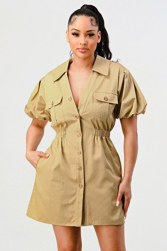 Casual but trendy safari mini dress See size chart under “more details” The Fashion Celestial