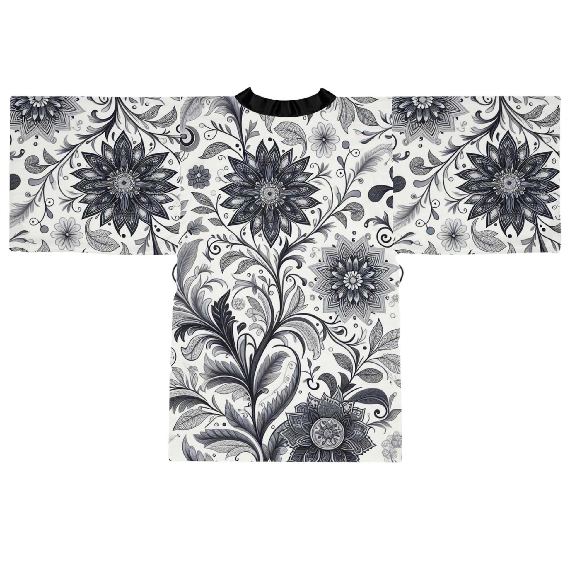 Elegant Floral Long Sleeve Kimono Robe, Stylish Lounge Wear, Perfect for Relaxation, Gift for Her, Home Spa Essentials, Beautiful Design Grayceful LLC