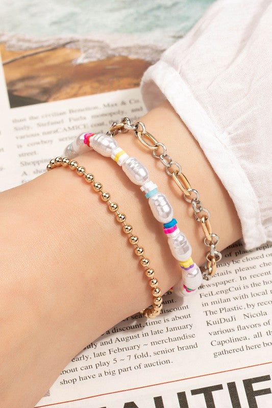 Pearl and chain multi color bracelets set Shop Style & More | Fresh Looks, Everyday Deals & Free Shipping