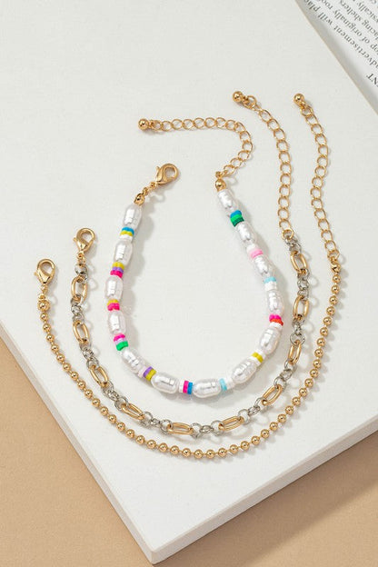 Pearl and chain multi color bracelets set Shop Style & More | Fresh Looks, Everyday Deals & Free Shipping