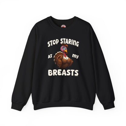 Stop Staring At My Breasts Crewneck Sweatshirt The Devil's Pickle