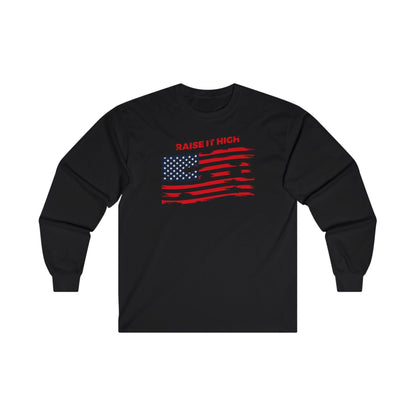 Raise It High American Flag Long Sleeve Tee