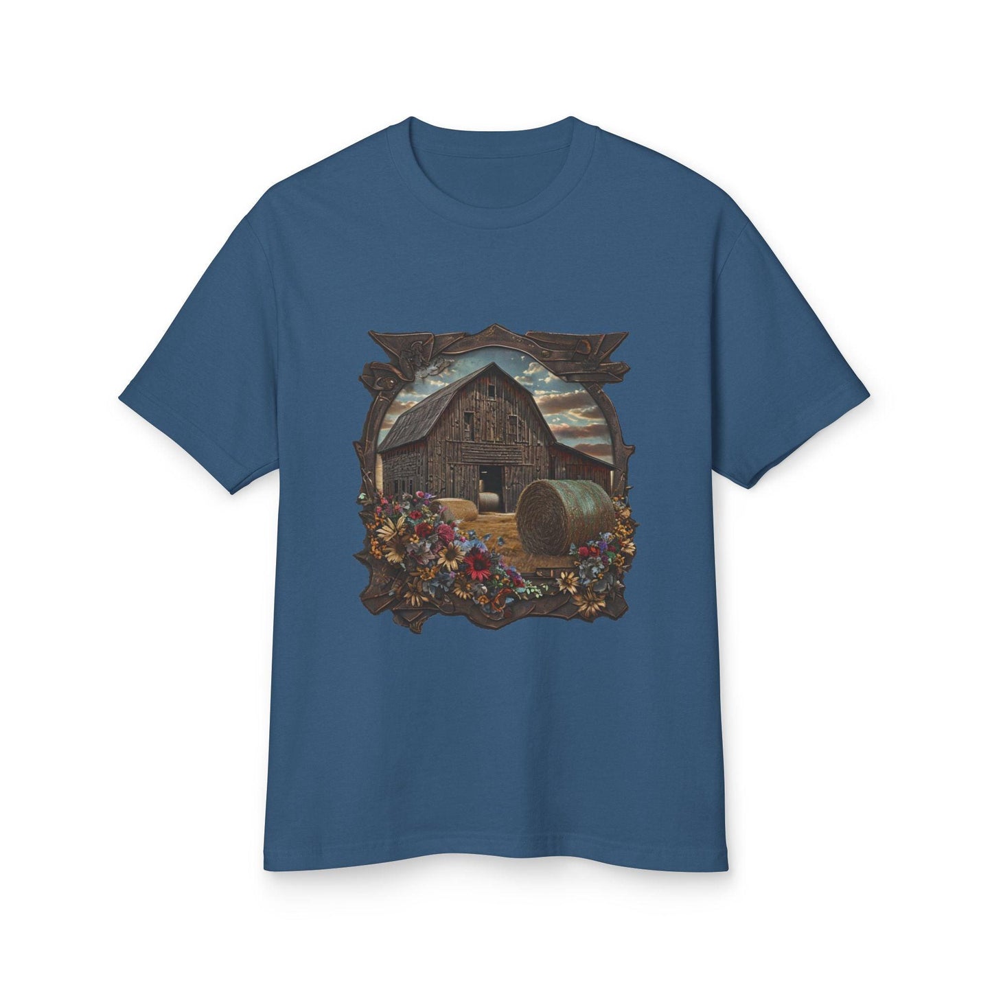 Weathered Barn and Wildflowers Tee Country in My Heart