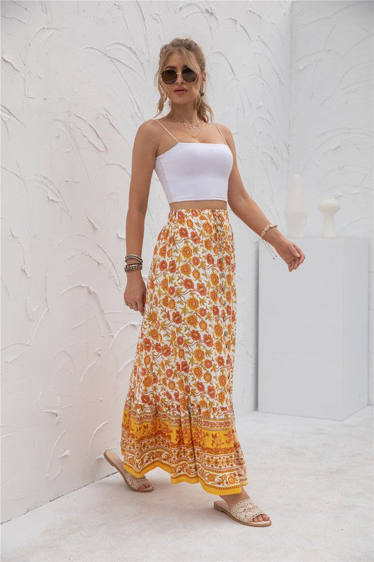 Womens Print Maxi Skirt See size chart under “more details” The Fashion Celestial