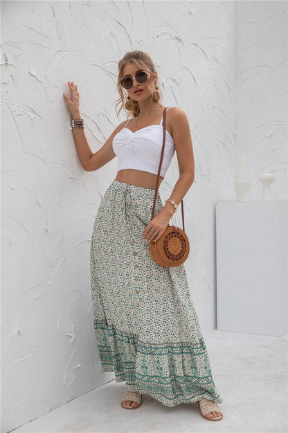 Womens Print Maxi Skirt See size chart under “more details” The Fashion Celestial